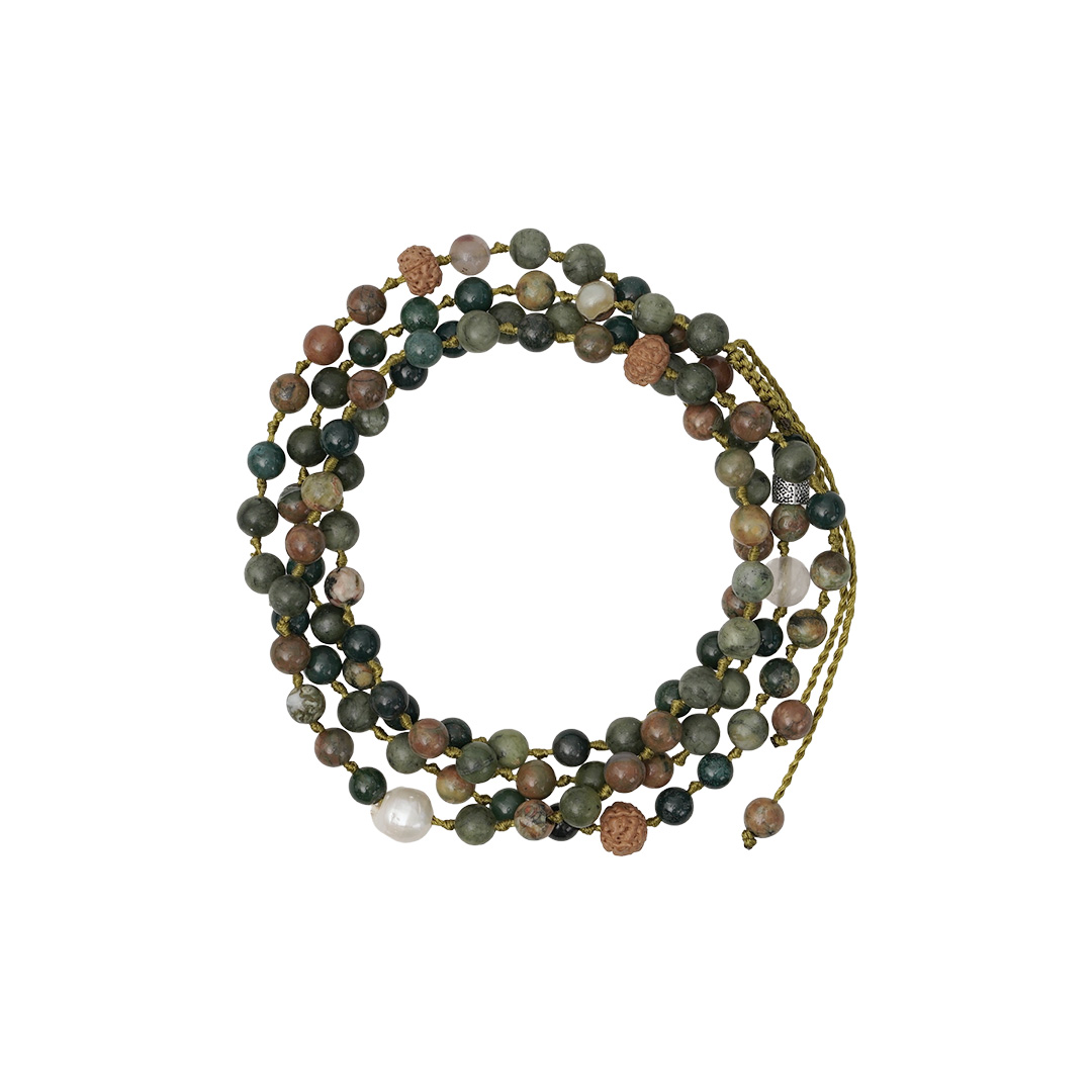 edelsteen ketting groen mix mala m 90 cm van pimpsandpearls pim