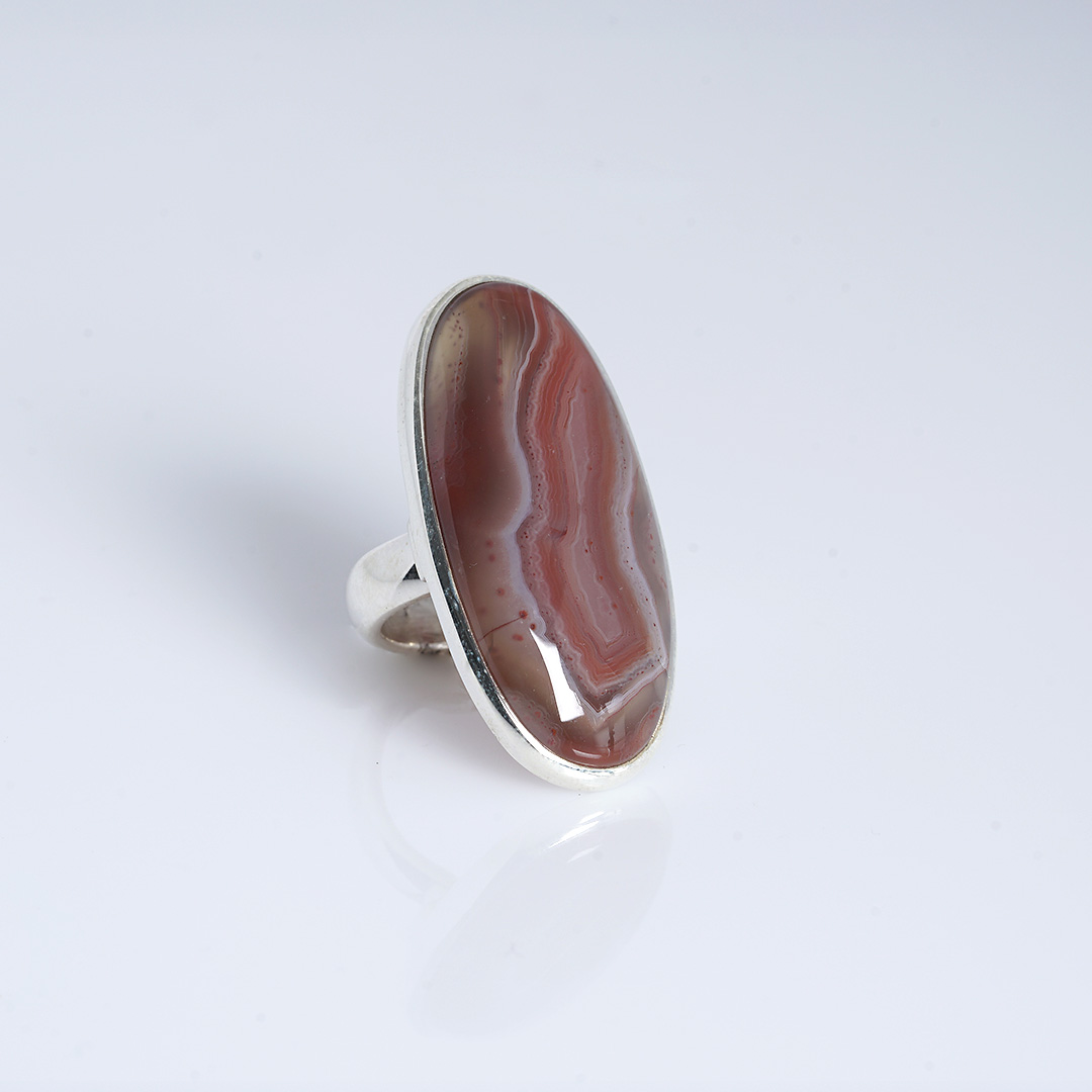 edelsteen ring stripe agaat zilver van pimpsandpearls pim