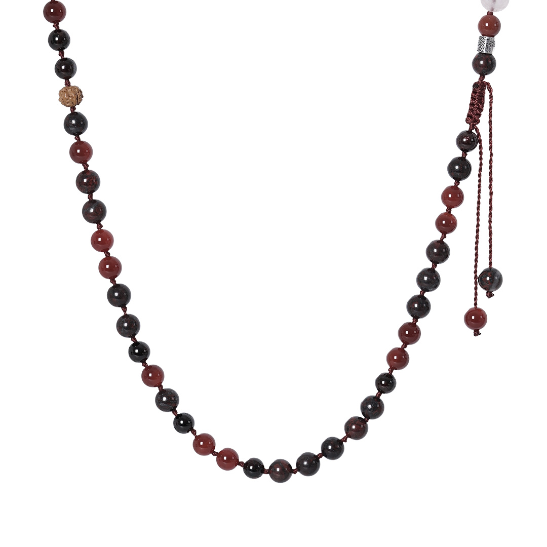 ketting edelsteen burgundy mix mala xl 108 cm van pimpsandpearls pim