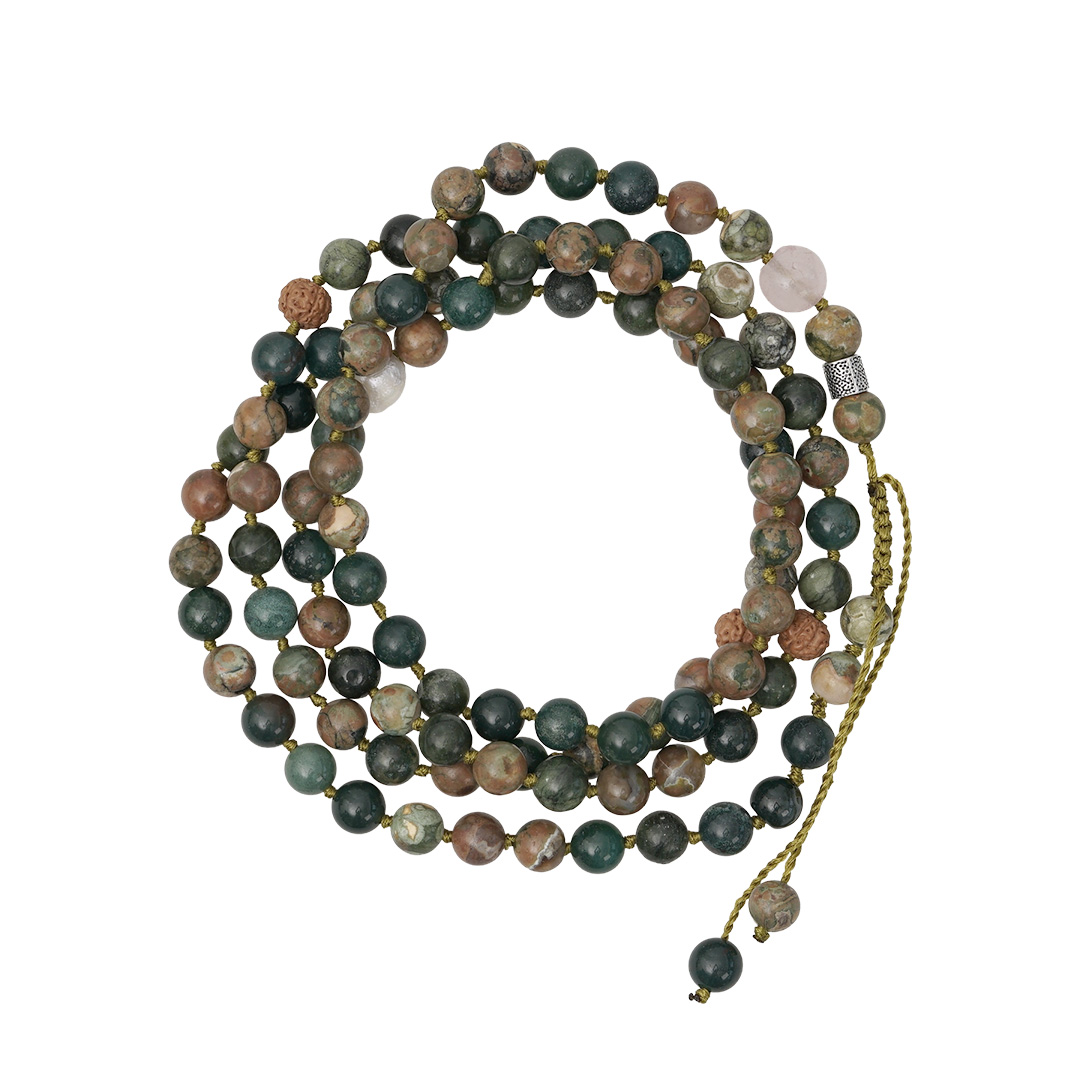 ketting edelsteen groen mix mala xl 108 cm van pimpsandpearls pim
