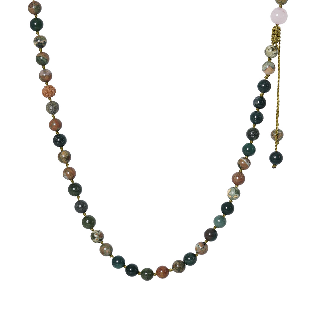 ketting edelsteen groen mix mala xl 108 cm van pimpsandpearls pim