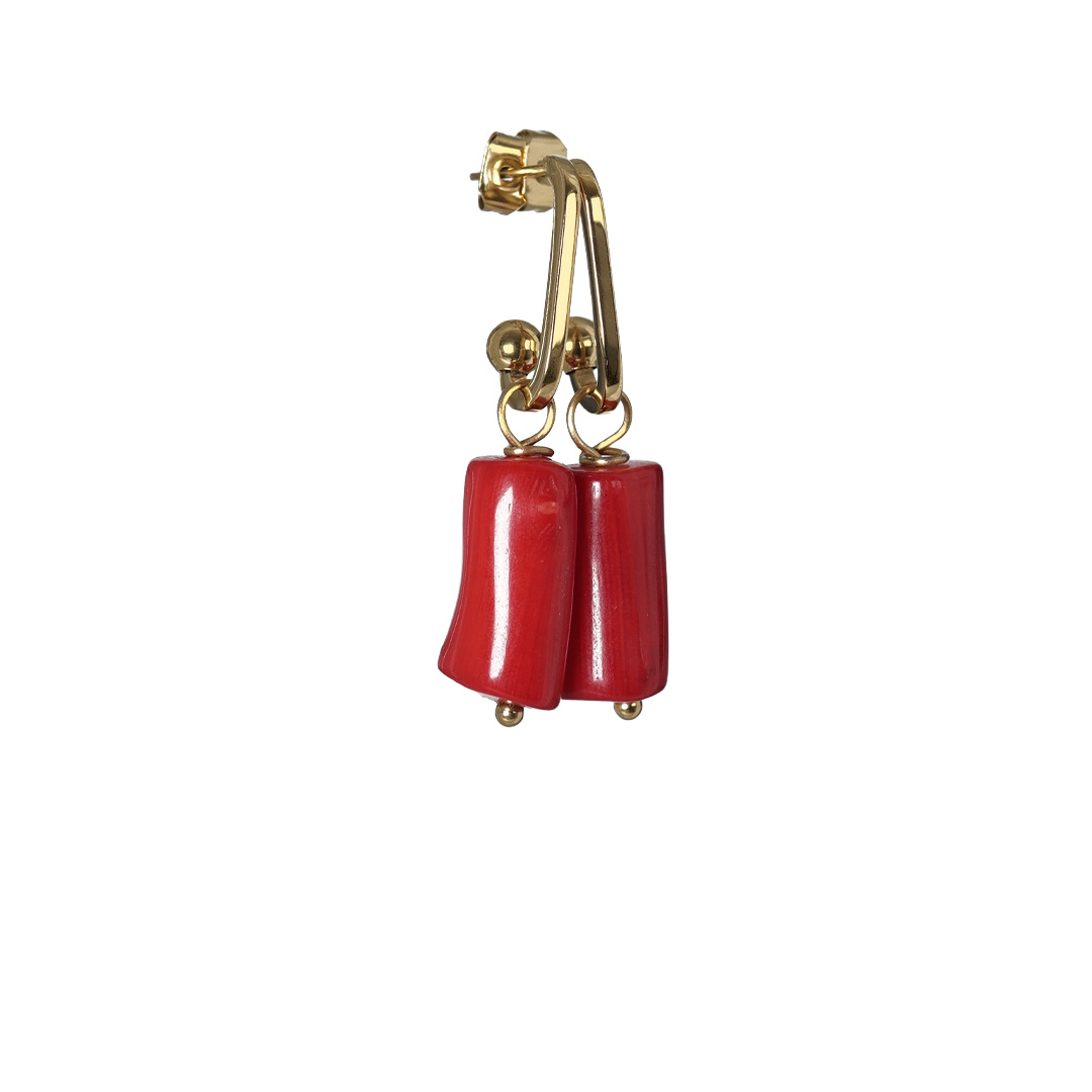 oorbellen bamboekoraal rood edelsteen rough tropical van pimpsandpearls pim