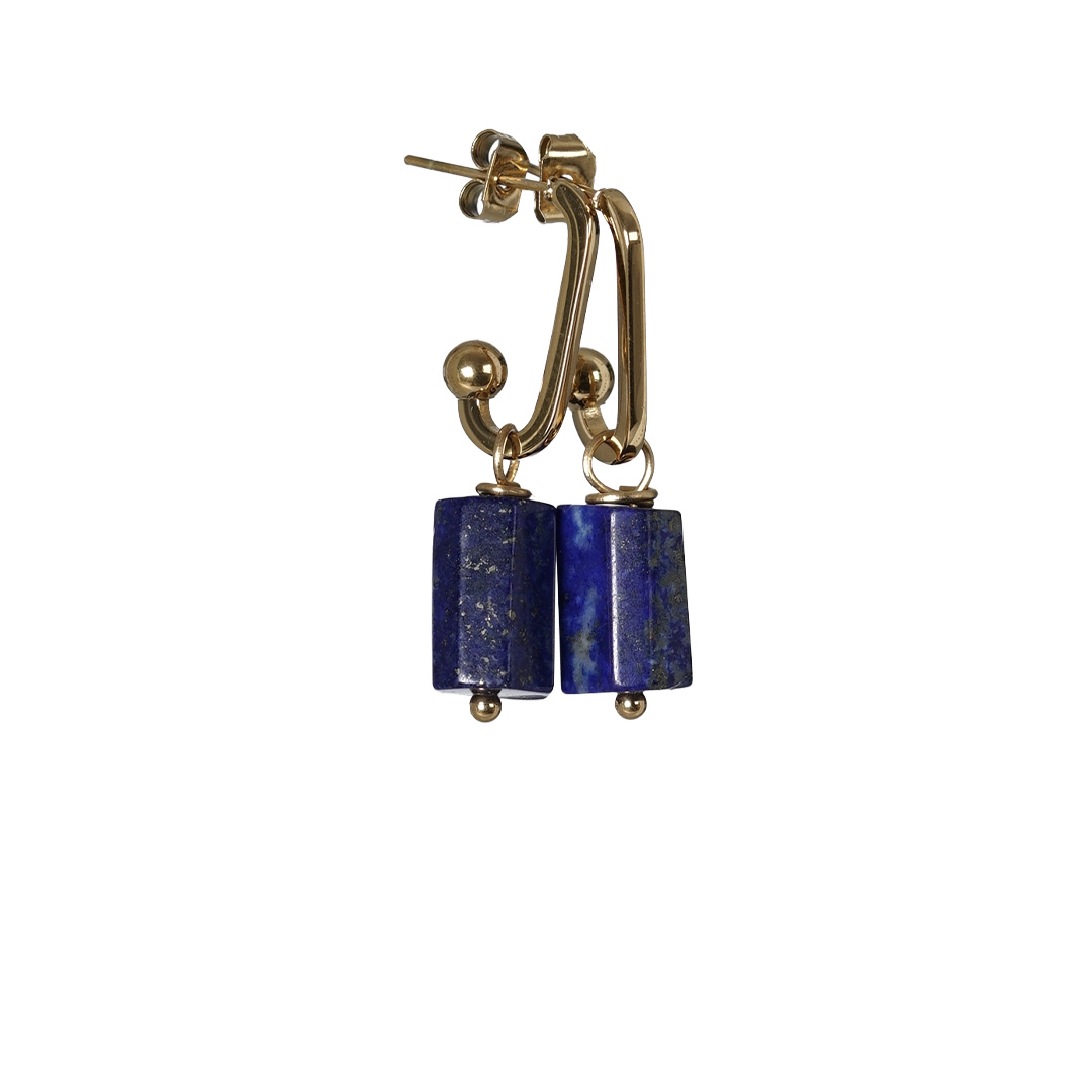 oorbellen lapis lazuli blauw edelsteen rough tropical van pimpsandpearls pim