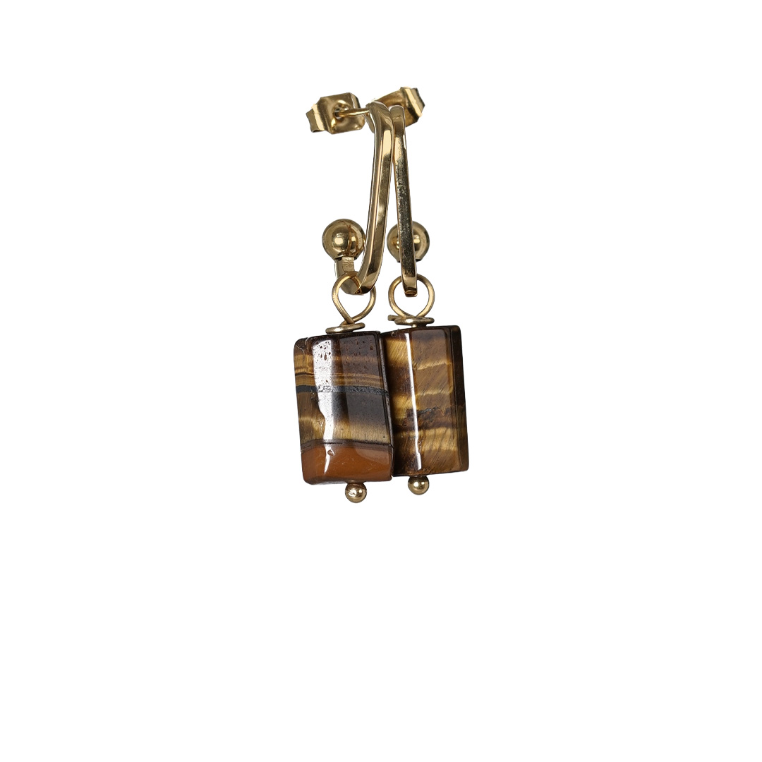 oorbellen tijgeroog bruin edelsteen rough tropical van pimpsandpearls pim