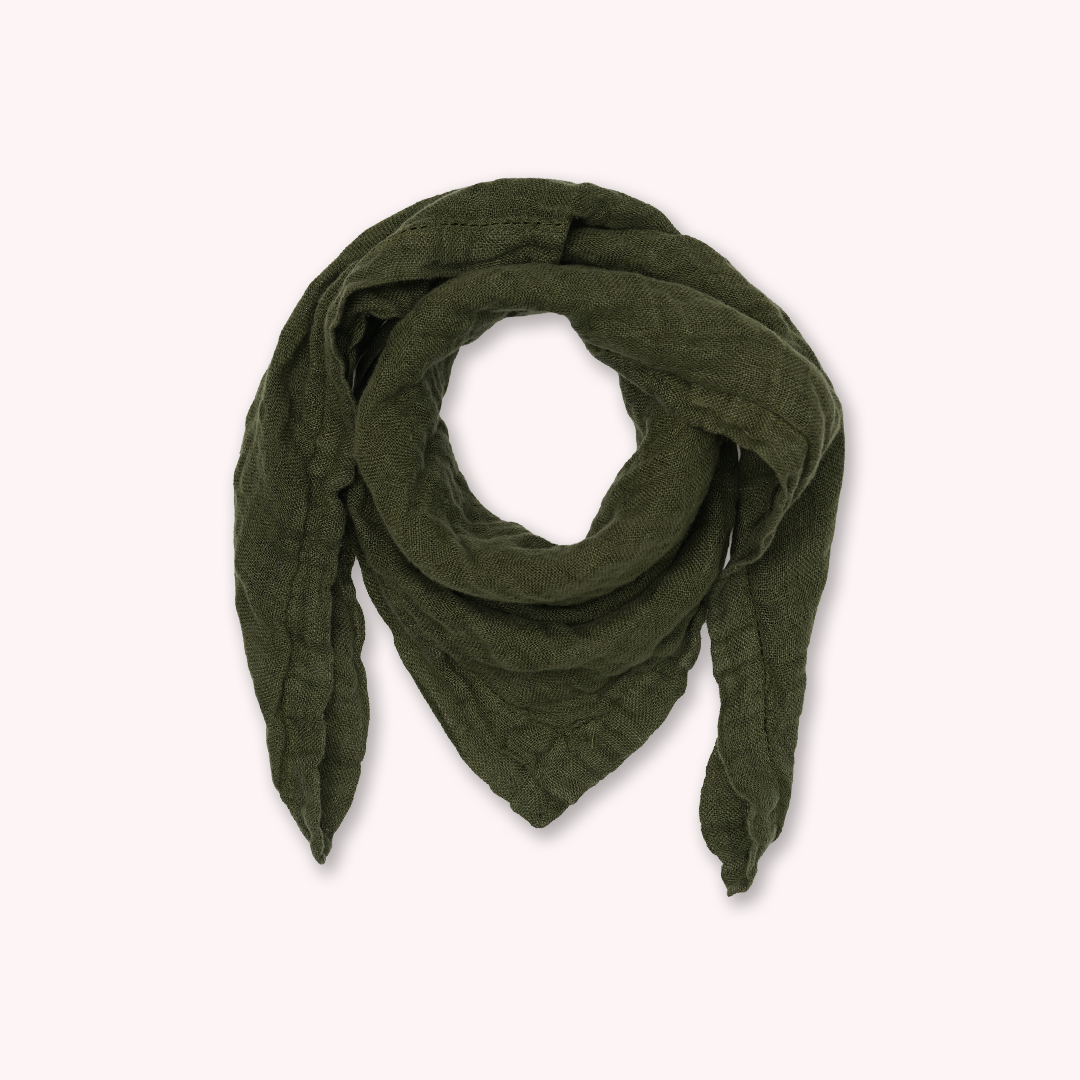 sjaal bandana linnen mosgroen 60 x 60 cm van pimpsandpearls pim