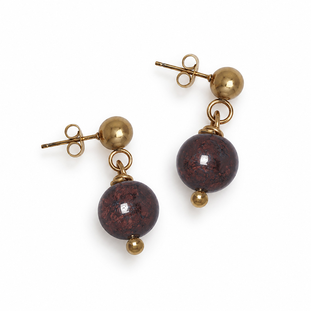 oorstekers bruin obsidiaan edelsteen hanger goud mala van pimpsandpearls pim