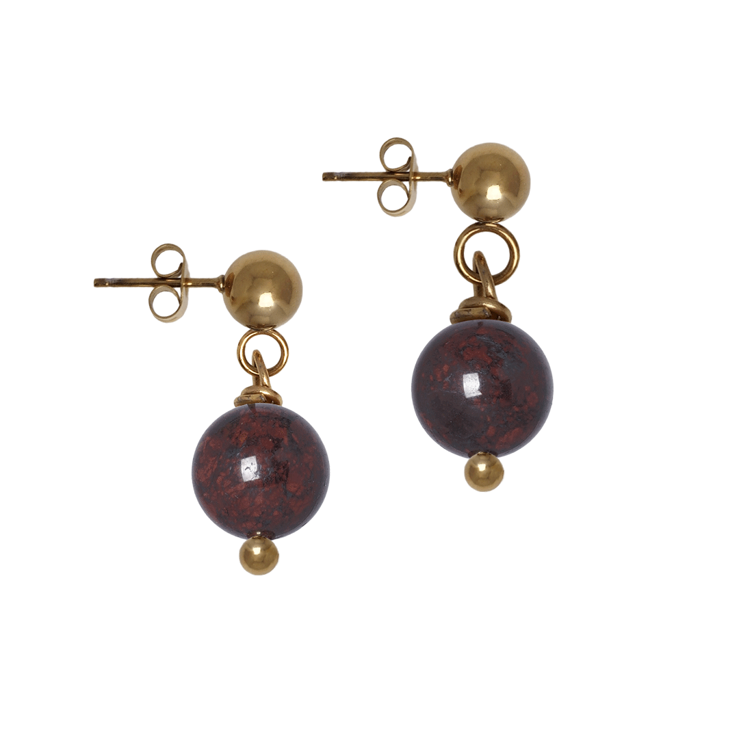 oorstekers bruin obsidiaan edelsteen hanger goud mala van pimpsandpearls pim