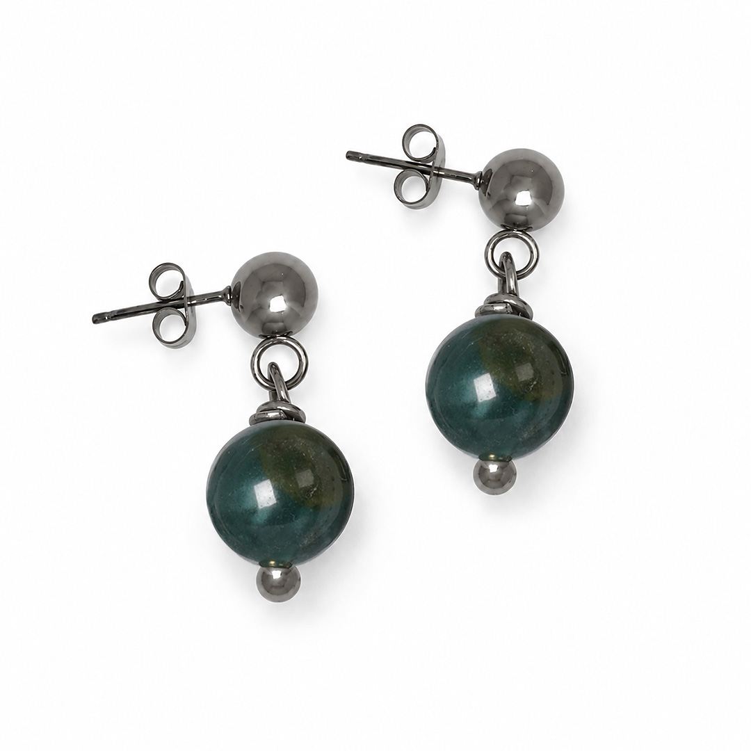 oorstekers edelsteen groen mosagaat hanger zilver mala van pimpsandpearls pim
