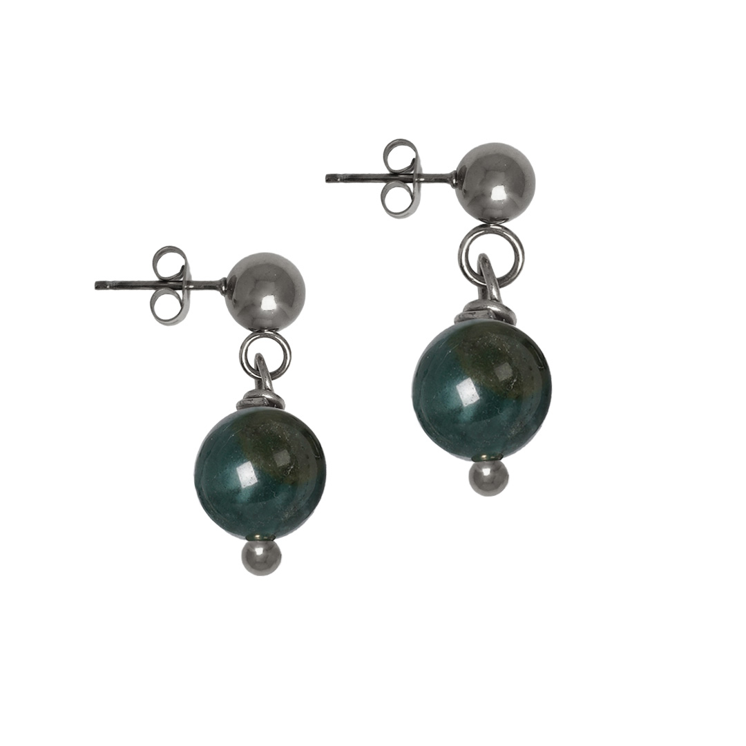 oorstekers edelsteen groen mosagaat hanger zilver mala van pimpsandpearls pim