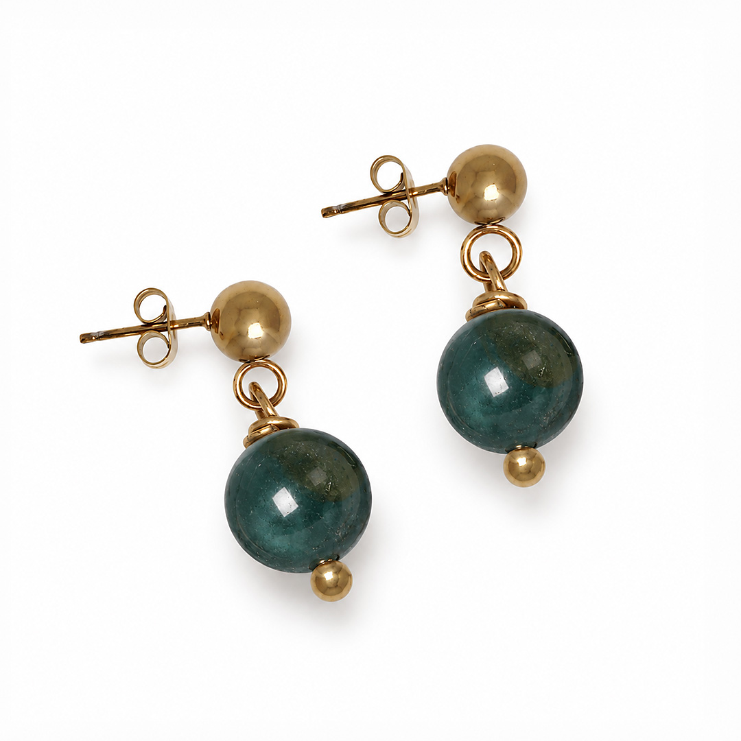 oorstekers groen mosagaat edelsteen hanger goud mala van pimpsandpearls pim.