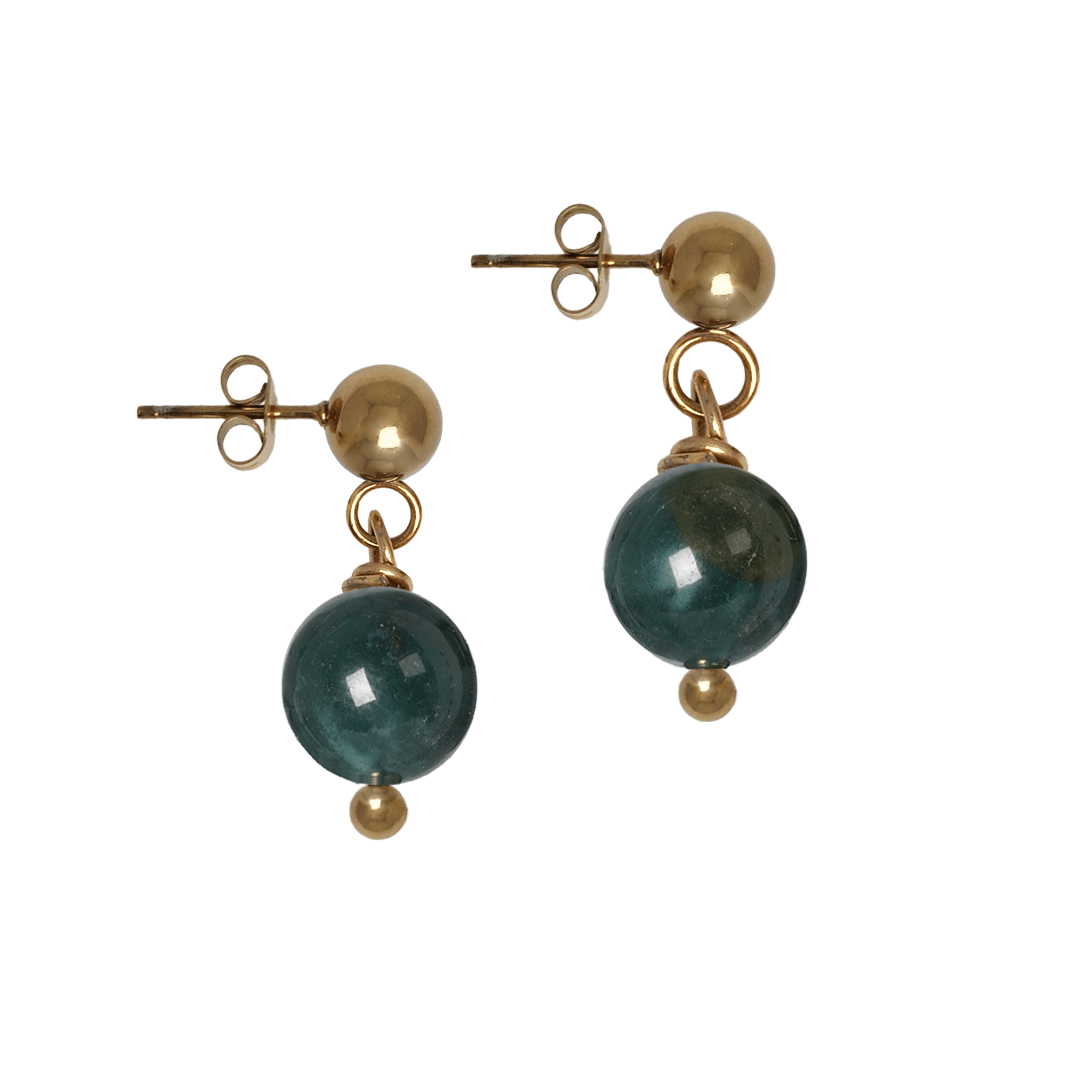 oorstekers groen mosagaat edelsteen hanger goud mala van pimpsandpearls pim.
