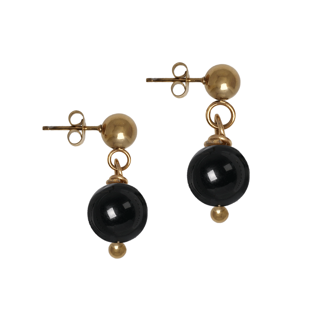 oorstekers obsidiaan zwart edelsteen hanger goud mala van pimpsandpearls pim