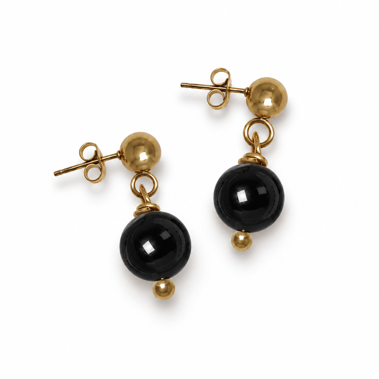 oorstekers obsidiaan zwart edelsteen hanger goud mala van pimpsandpearls pim